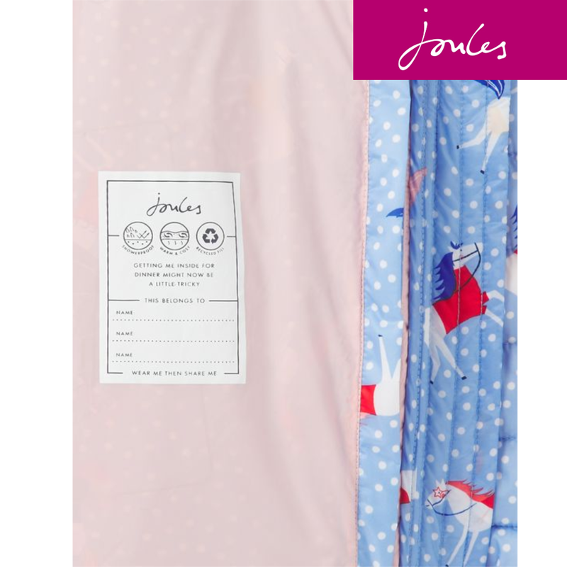 Joules Printed Kinnaird Packable Padded Coat - Spot Horse-3